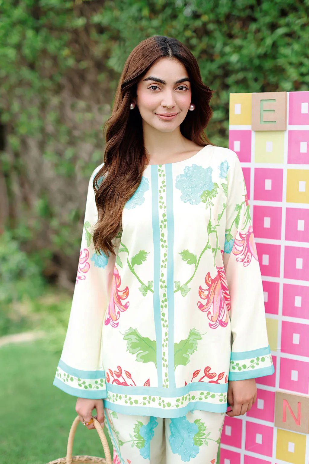 Ivory 2-piece lawn set with subtle print – view 3 – Poshaq