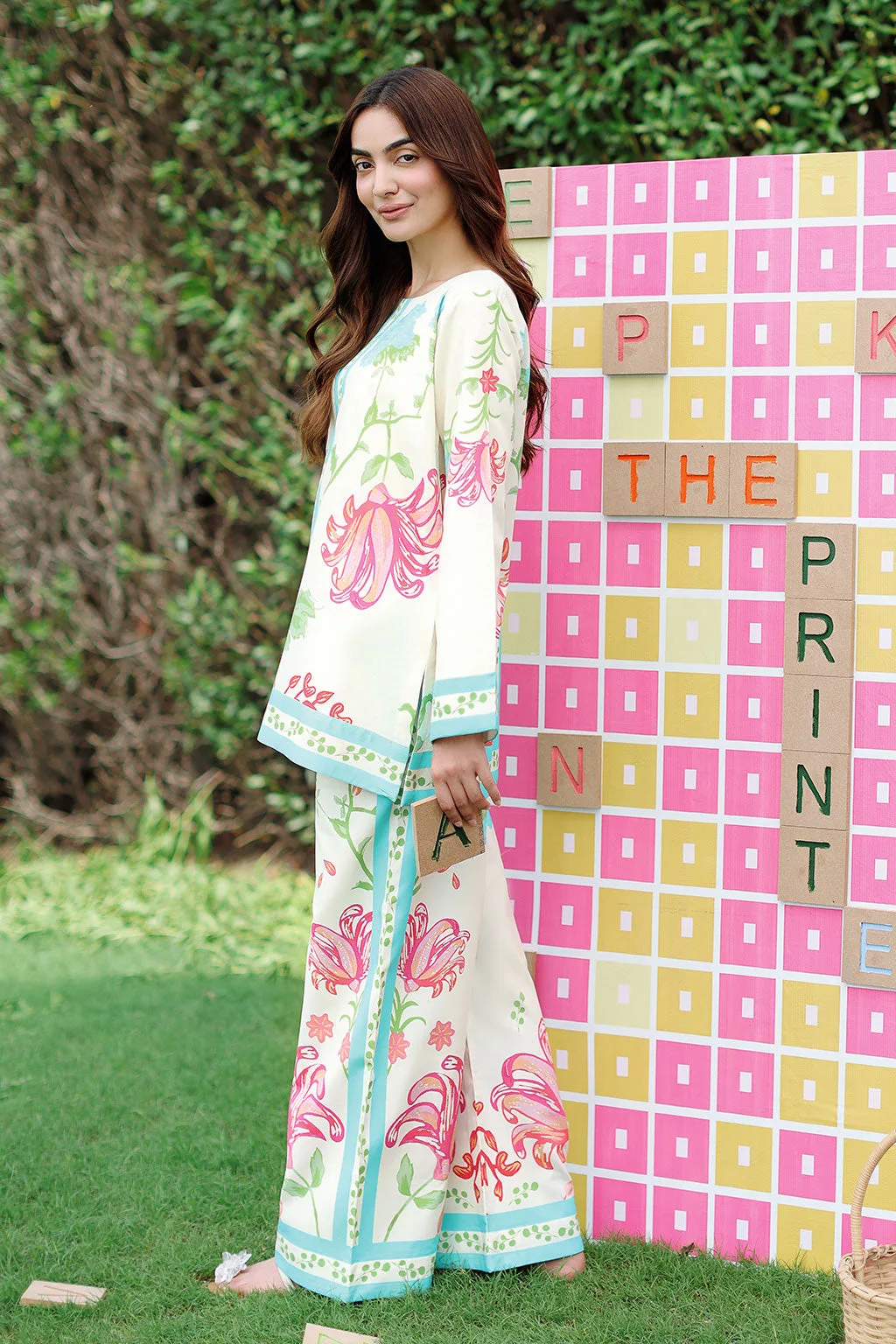 Ivory 2-piece lawn set with subtle print – view 5 – Poshaq
