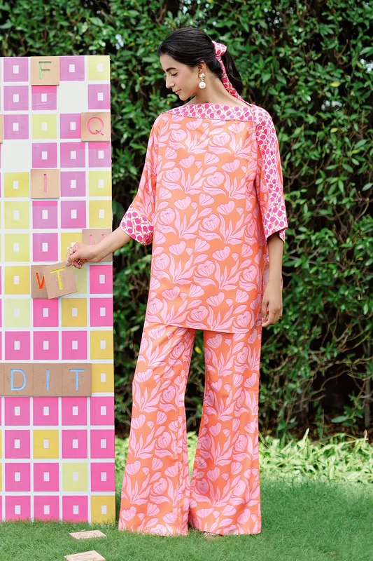 Coral lawn two‑piece suit with relaxed fit – view 1 – Poshaq
