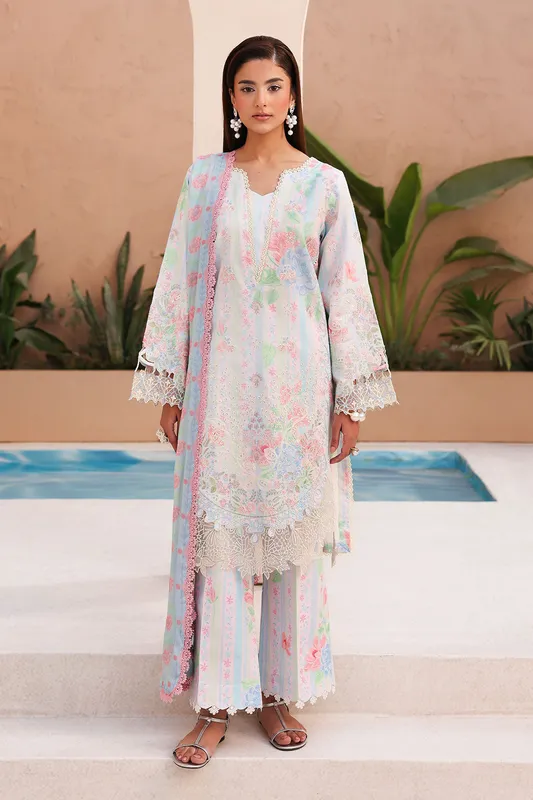 Off white organza chiffon dress with light fabric and subtle detailing – view 1 – Poshaq