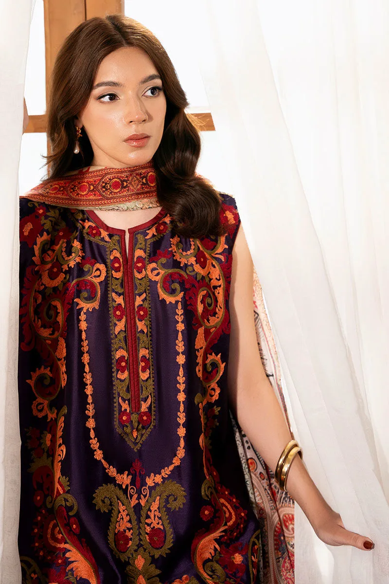 Dark purple silk dress with elegant cut – view 4 – Poshaq