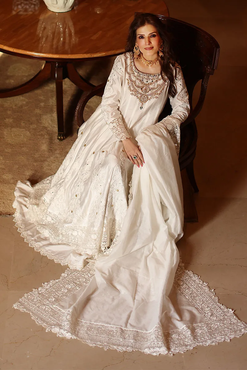 White cotton net shirt, dupatta and lehenga set – Aisha Imran – view 5 – Poshaq