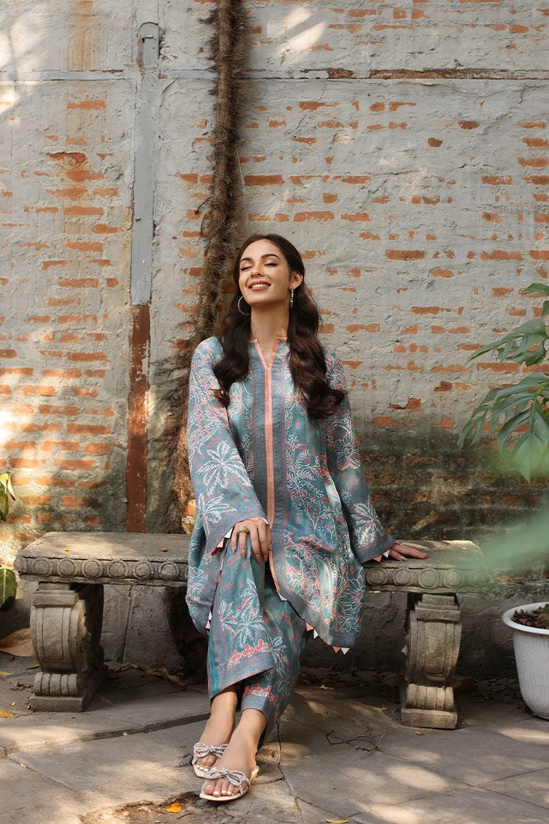 Lavender gray lawn co‑ord set with subtle print – view 5 – Poshaq