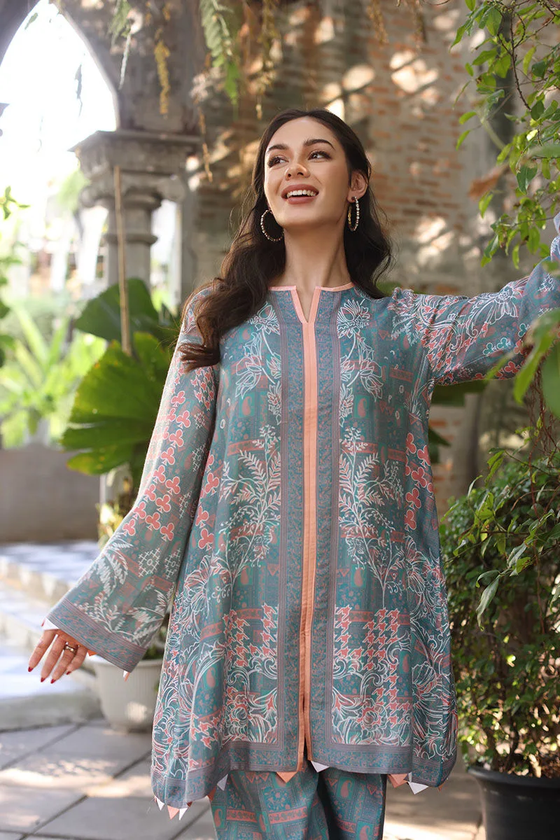 Lavender gray lawn co‑ord set with subtle print – view 6 – Poshaq