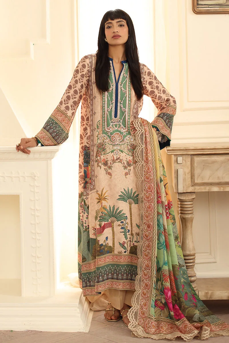 Beige silk long shirt with subtle sheen – view 1 – Poshaq