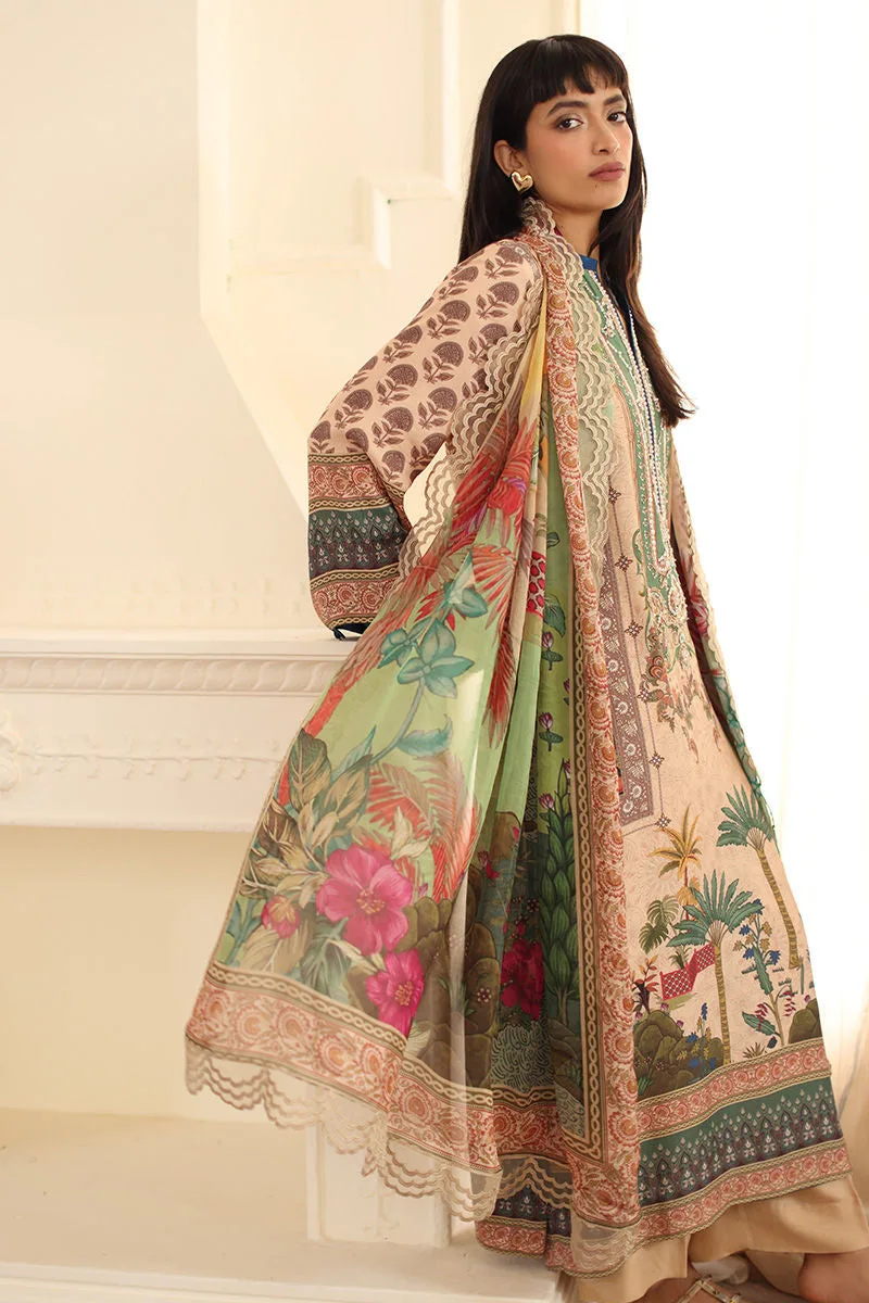 Beige silk long shirt with subtle sheen – view 2 – Poshaq