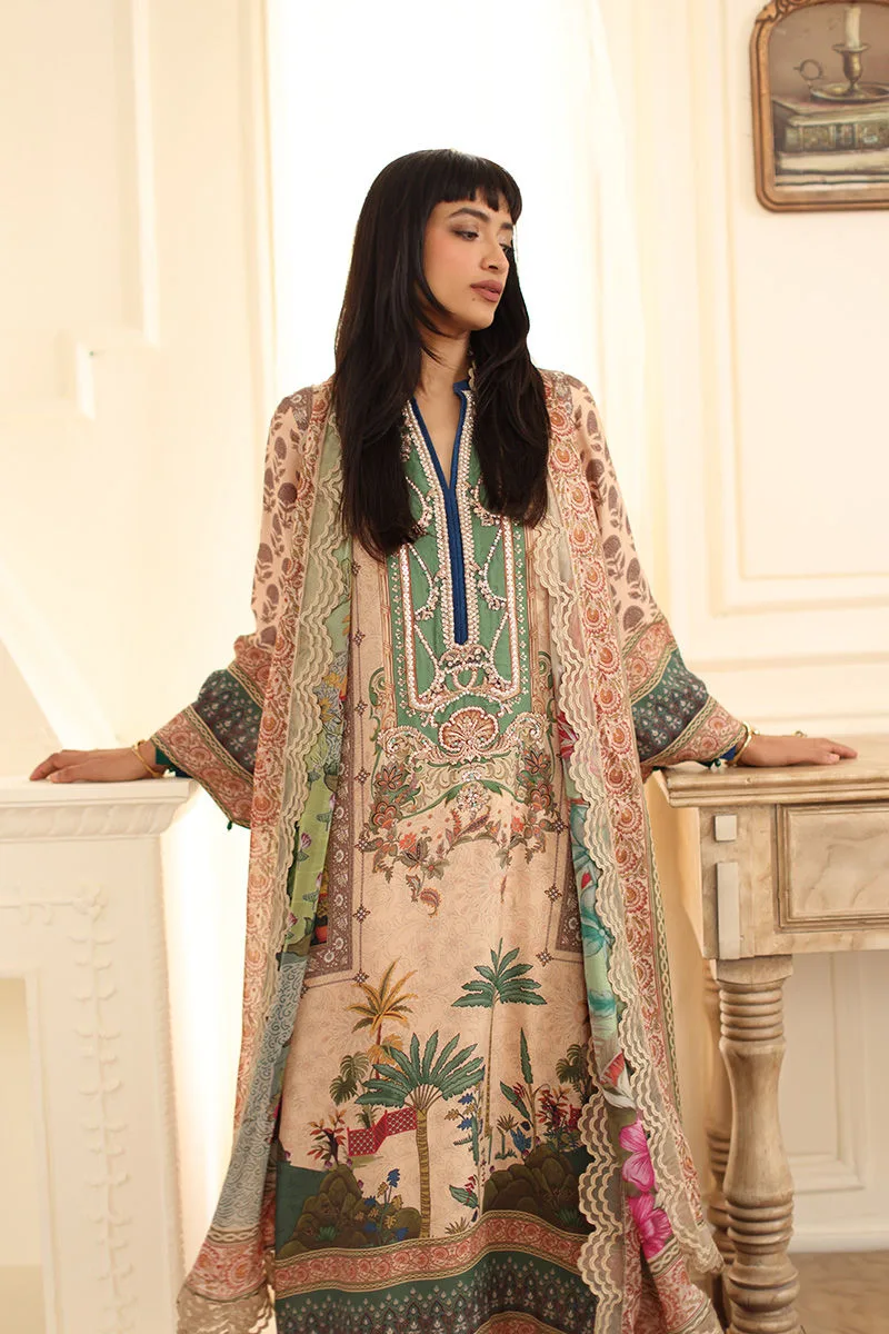 Beige silk long shirt with subtle sheen – view 3 – Poshaq