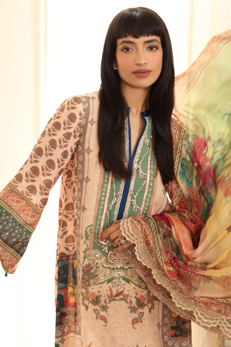 Beige silk long shirt with subtle sheen – view 5 – Poshaq