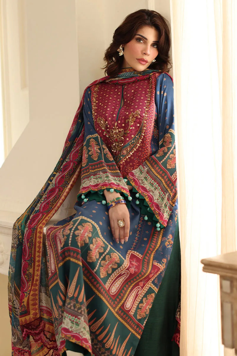 Blue silk long shirt with subtle design detail – view 3 – Poshaq