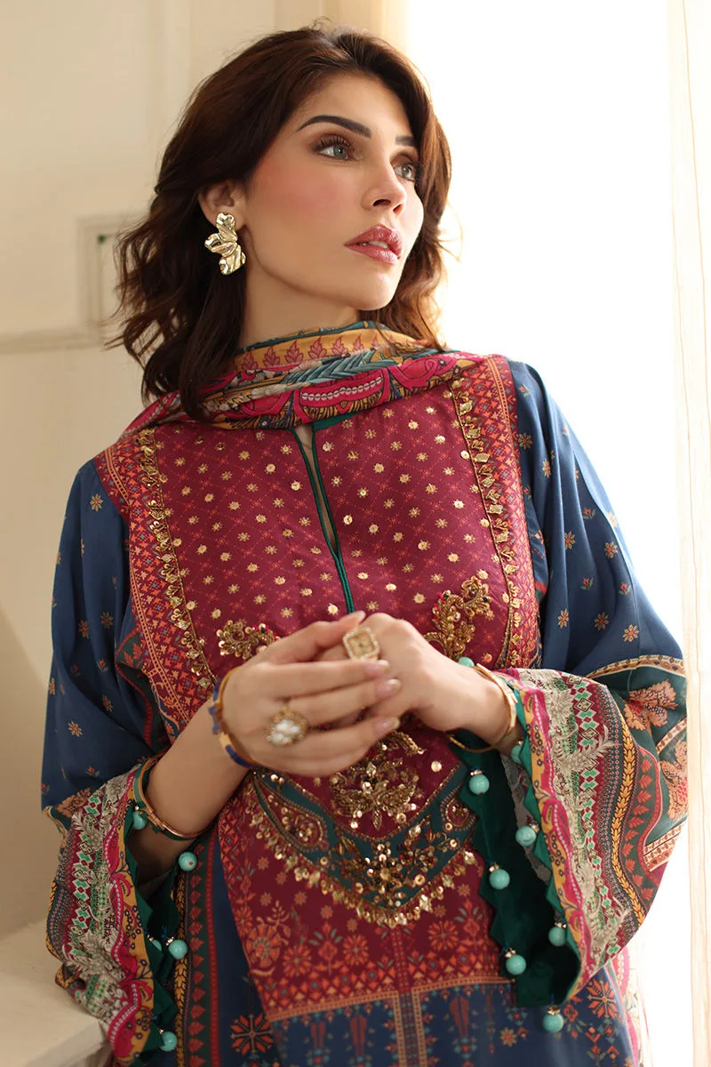 Blue silk long shirt with subtle design detail – view 4 – Poshaq