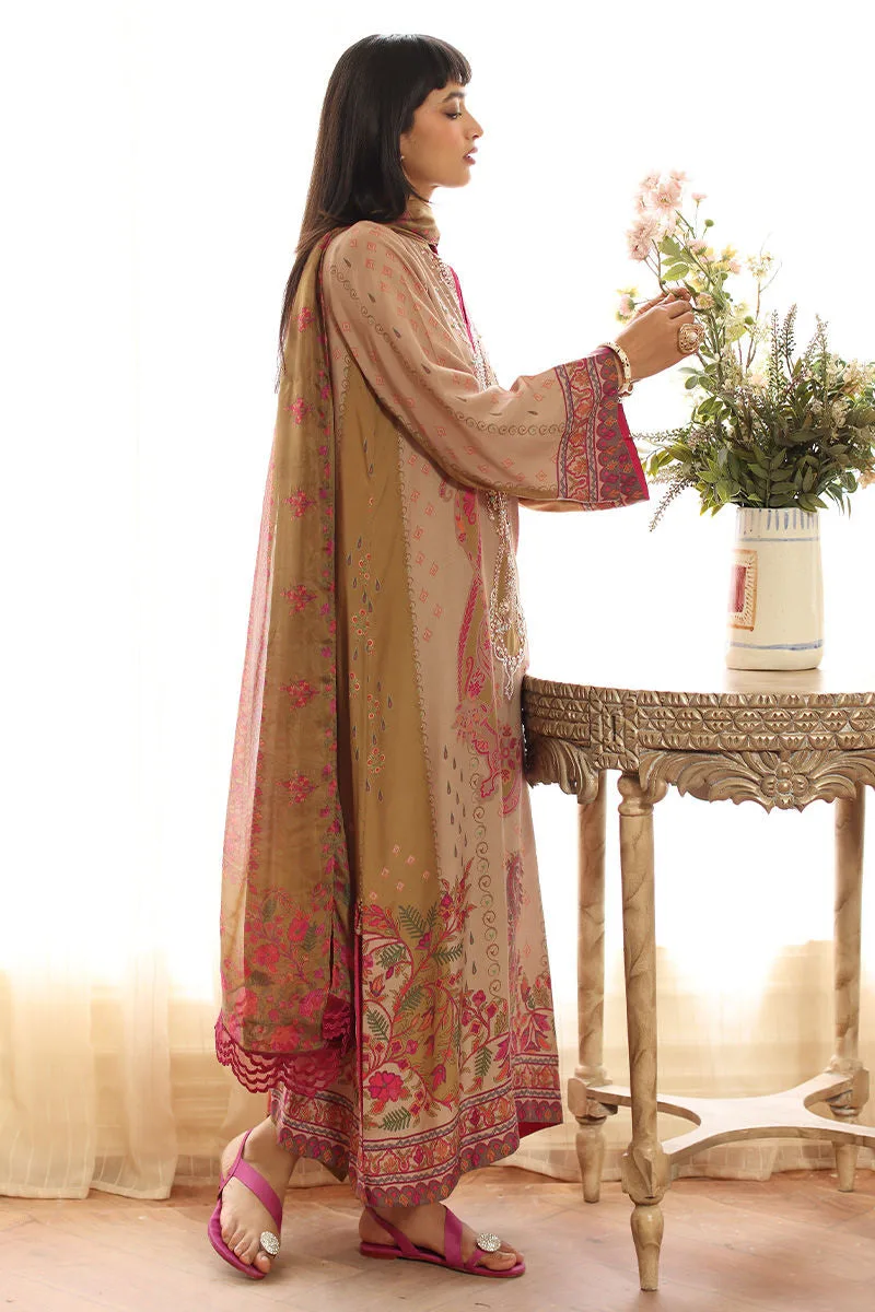 Peach silk long shirt with matching trousers and dupatta – view 2 – Poshaq