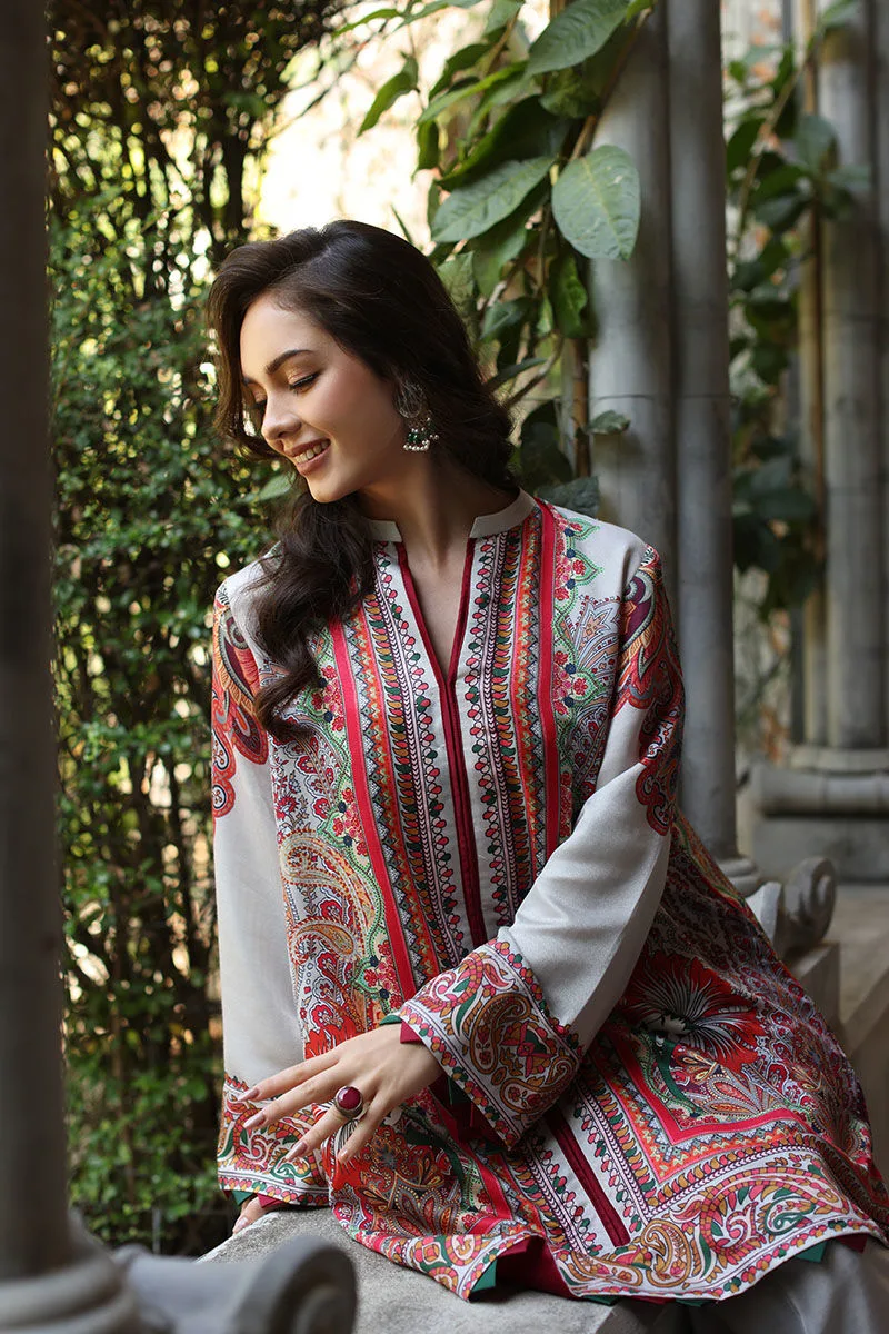 Cloud gray lawn co‑ord set with bright printed pattern – view 5 – Poshaq