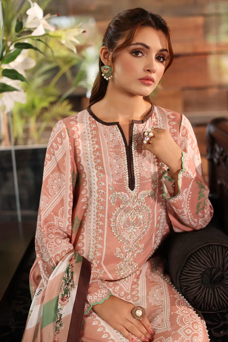 pink silk long shirt with subtle print – view 4 – Poshaq