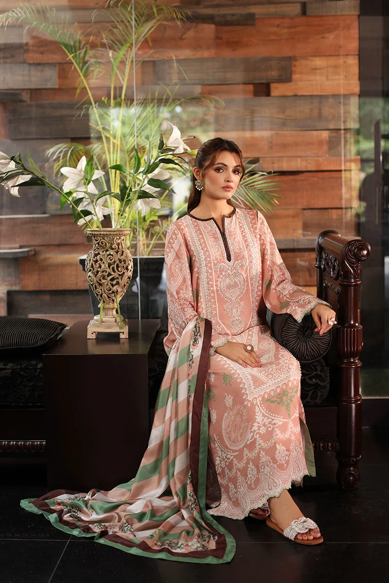 pink silk long shirt with subtle print – view 5 – Poshaq