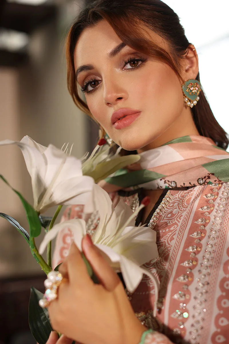pink silk long shirt with subtle print – view 6 – Poshaq