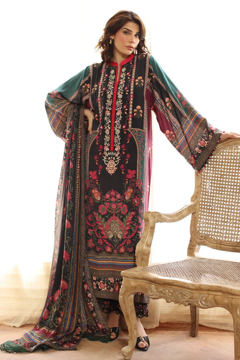 Black silk shirt with elegant drape and subtle embroidered detail – view 1 – Poshaq