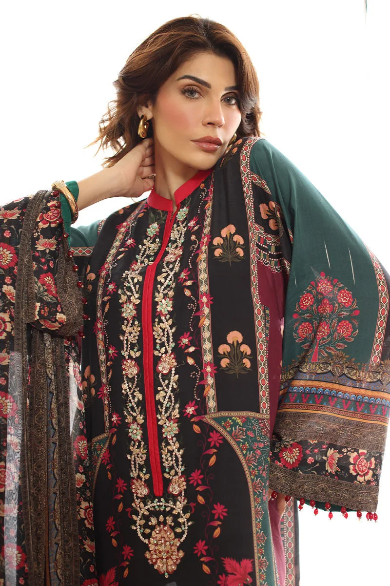Black silk shirt with elegant drape and subtle embroidered detail – view 4 – Poshaq