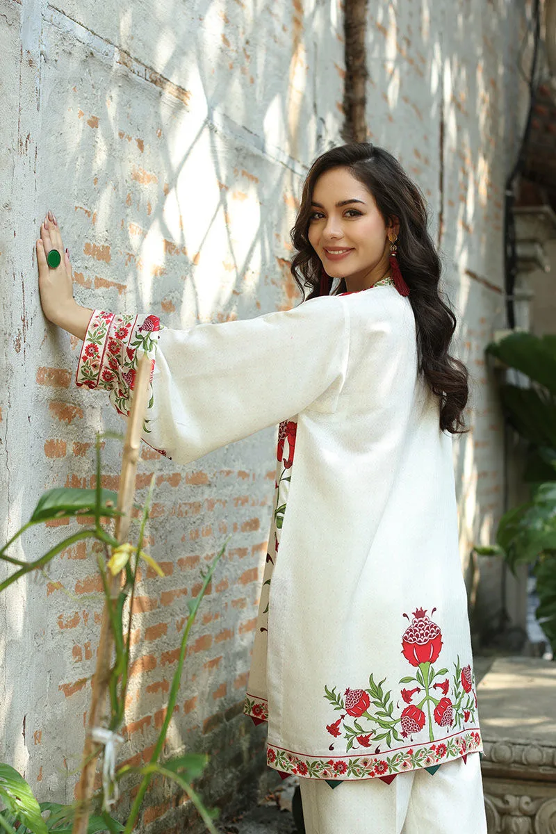 Off white lawn set with subtle hand‑stitched detailing – view 2 – Poshaq