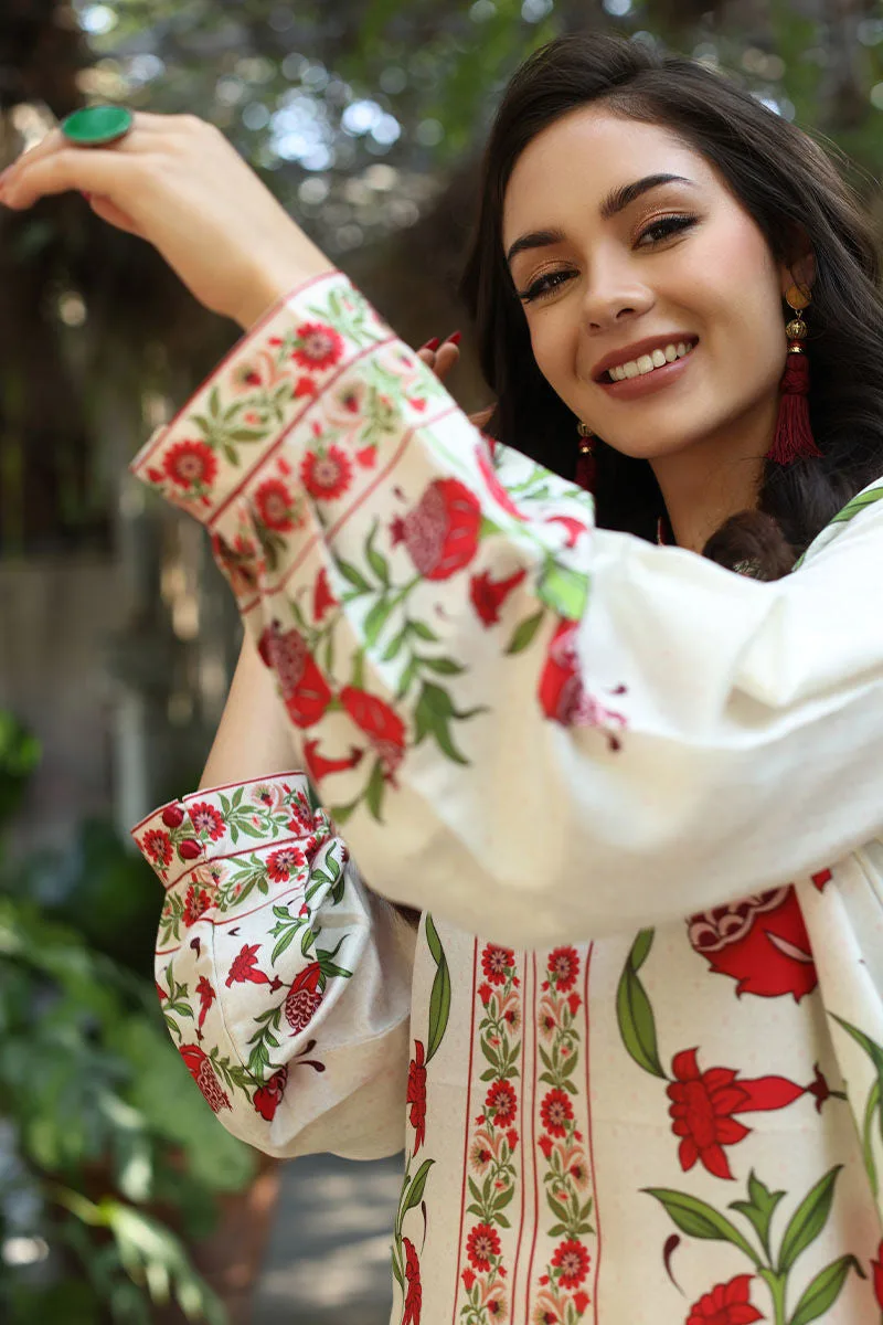 Off white lawn set with subtle hand‑stitched detailing – view 5 – Poshaq