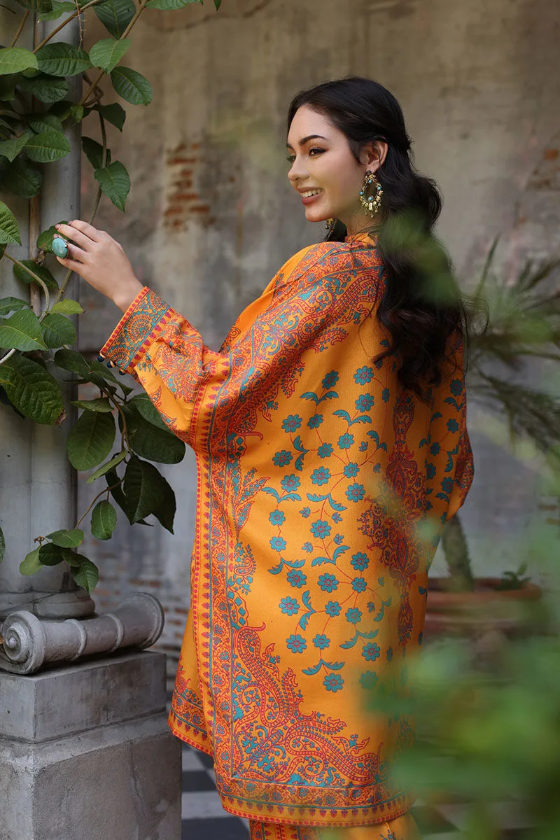 Orange lawn co‑ord set by Aisha Imran featuring a tailored top and matching trousers – view 5 – Poshaq