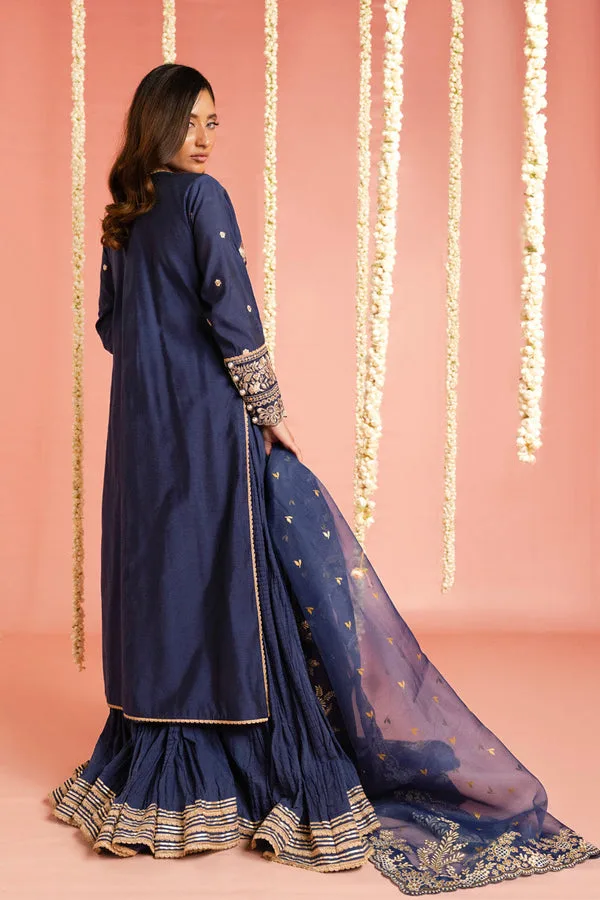 Blue organza top with lawn skirt – Al Karam Festive Summer 25 suit – view 2 – Poshaq