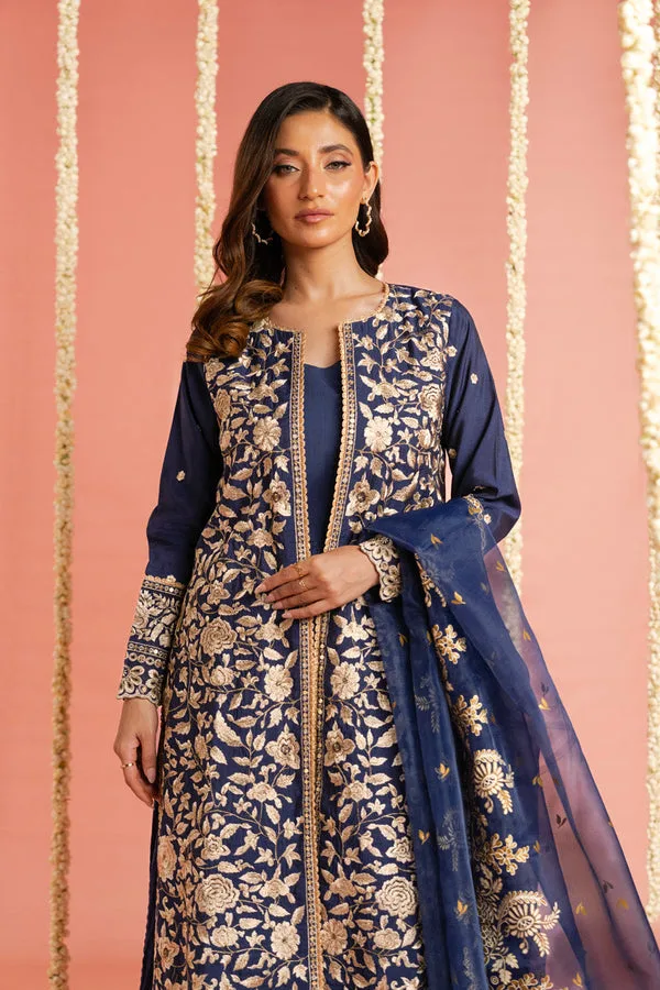 Blue organza top with lawn skirt – Al Karam Festive Summer 25 suit – view 4 – Poshaq