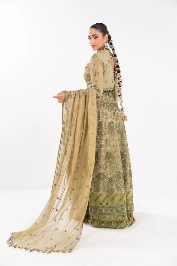 Sage formal suit with embroidered details – cotton silk, raw silk and organza – view 2 – Poshaq