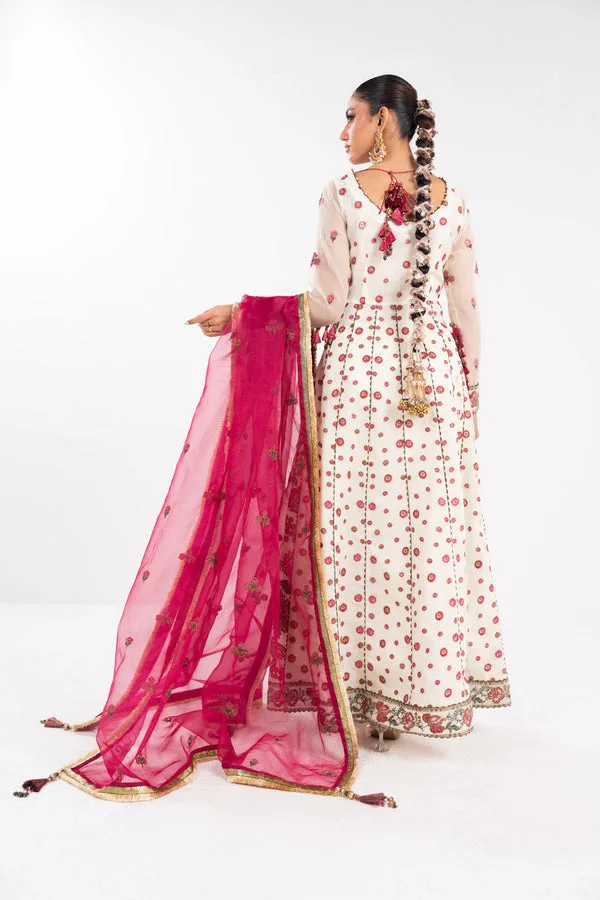 Cream formal set by Al Karam featuring cotton‑silk shirt, raw silk trousers and organza dupatta – view 2 – Poshaq