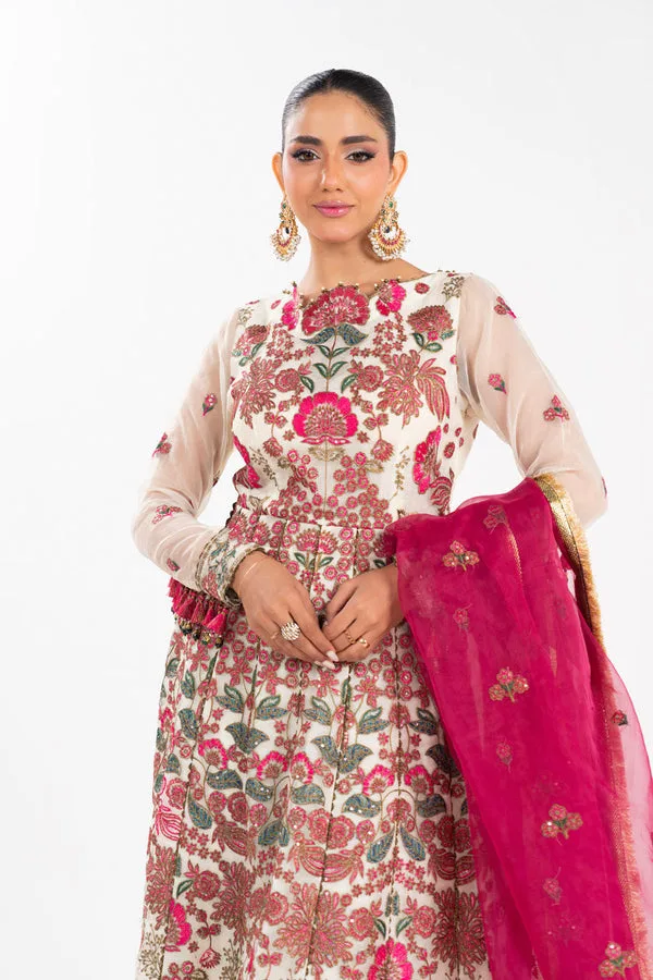 Cream formal set by Al Karam featuring cotton‑silk shirt, raw silk trousers and organza dupatta – view 4 – Poshaq