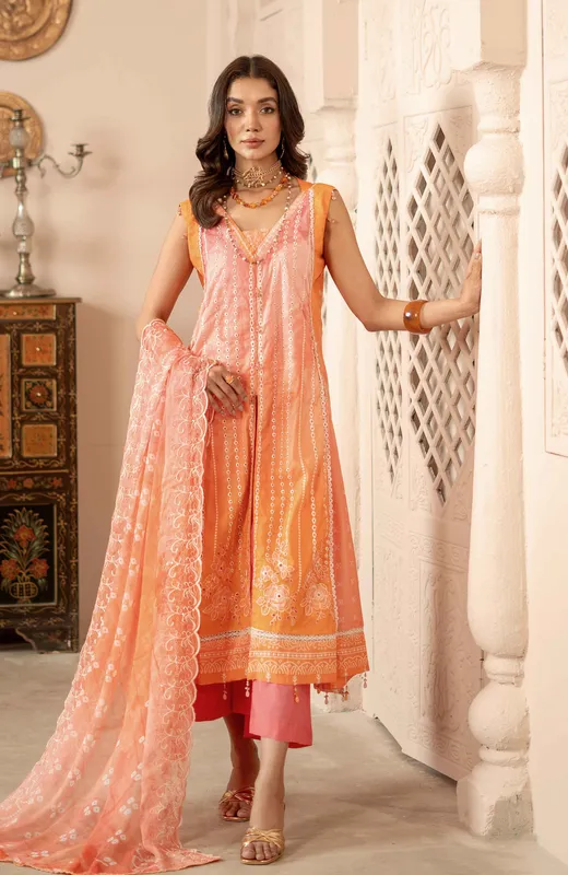 Multi‑colour long shirt in chiffon and cambric from Al Zohaib – view 1 – Poshaq