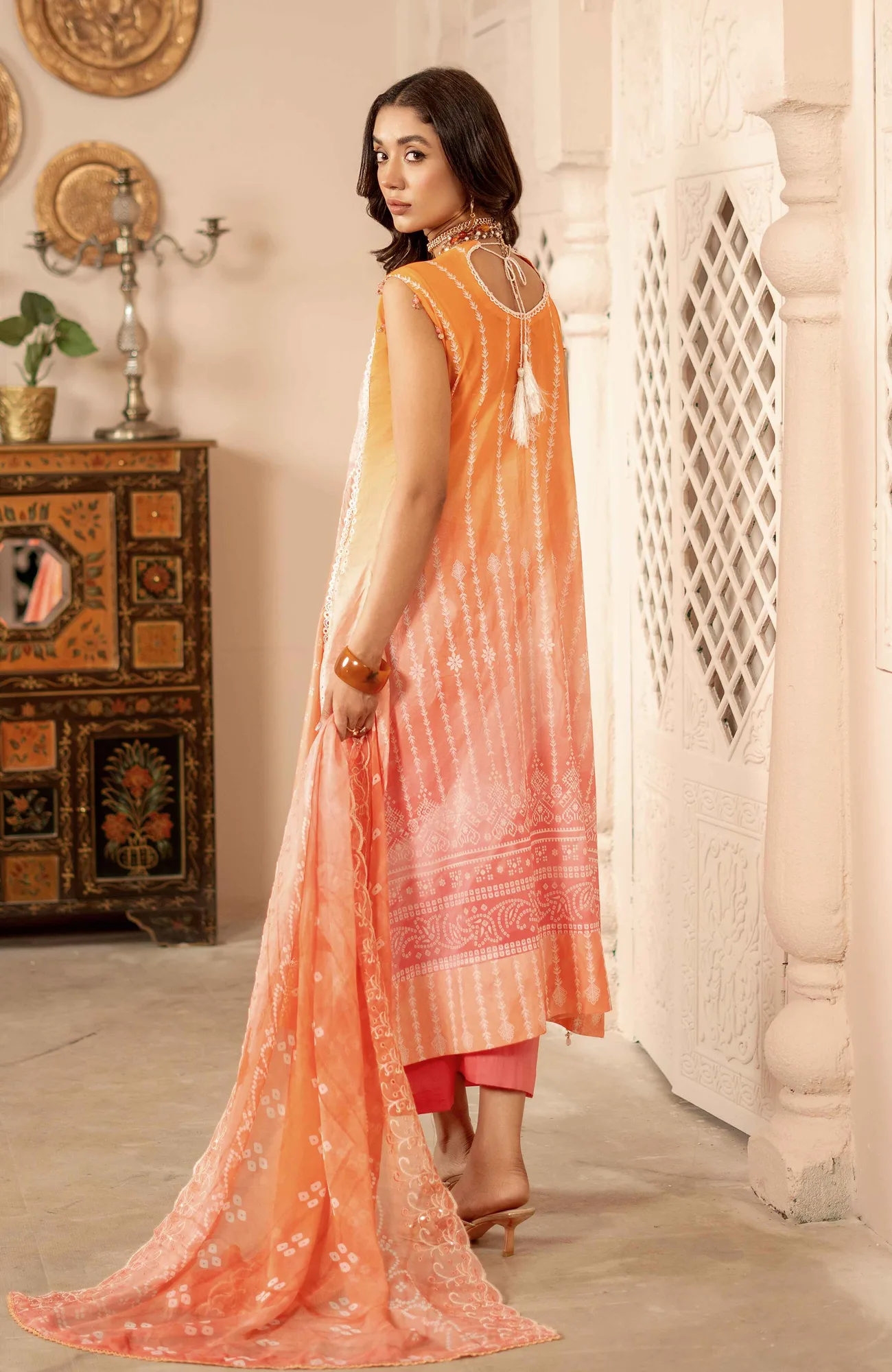 Multi‑colour long shirt in chiffon and cambric from Al Zohaib – view 2 – Poshaq