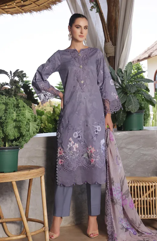 Steel gray organza and chiffon dress with subtle sheen – view 1 – Poshaq