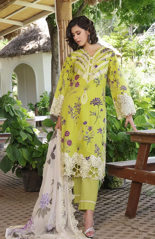Lemon Yellow long shirt with organza and chiffon detailing – view 1 – Poshaq