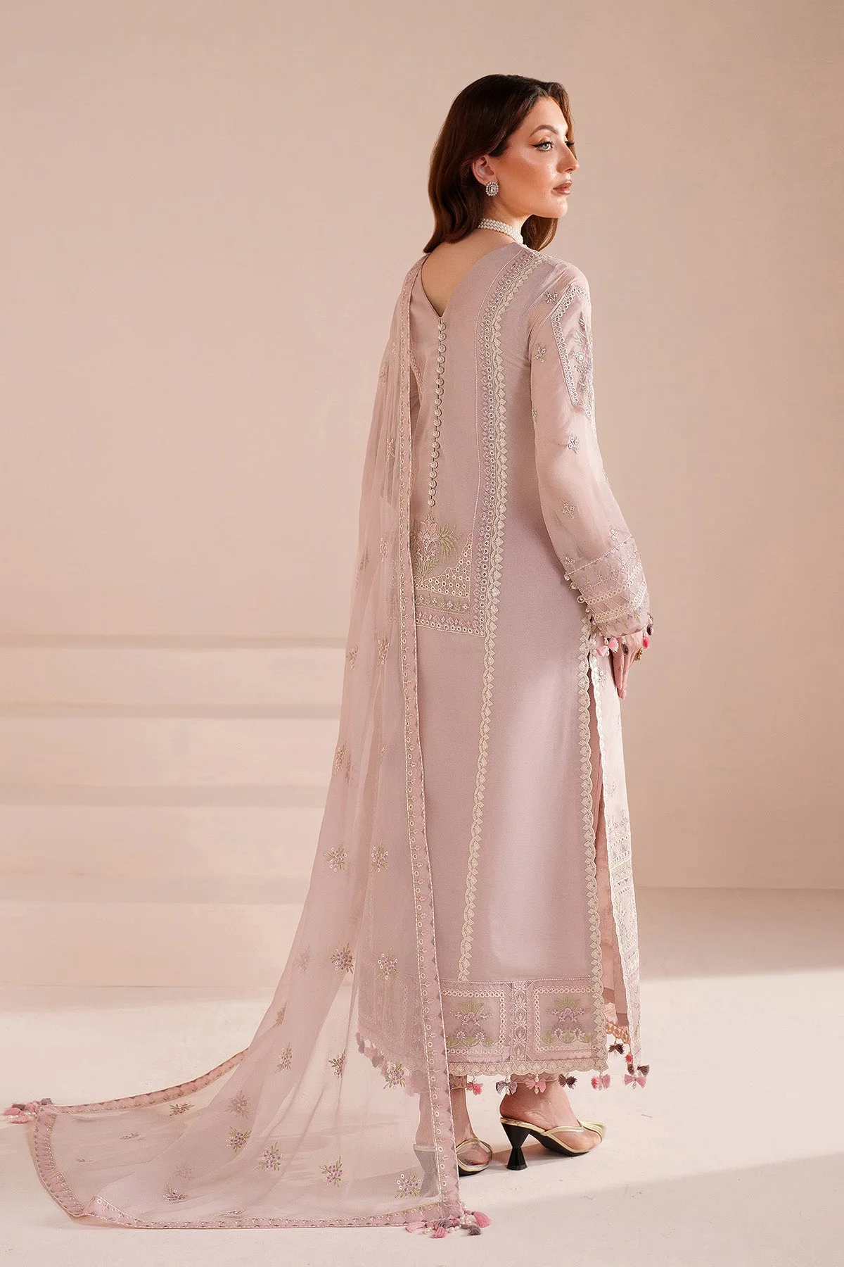 Lavender pinocchio long shirt with floral embroidery – view 2 – Poshaq