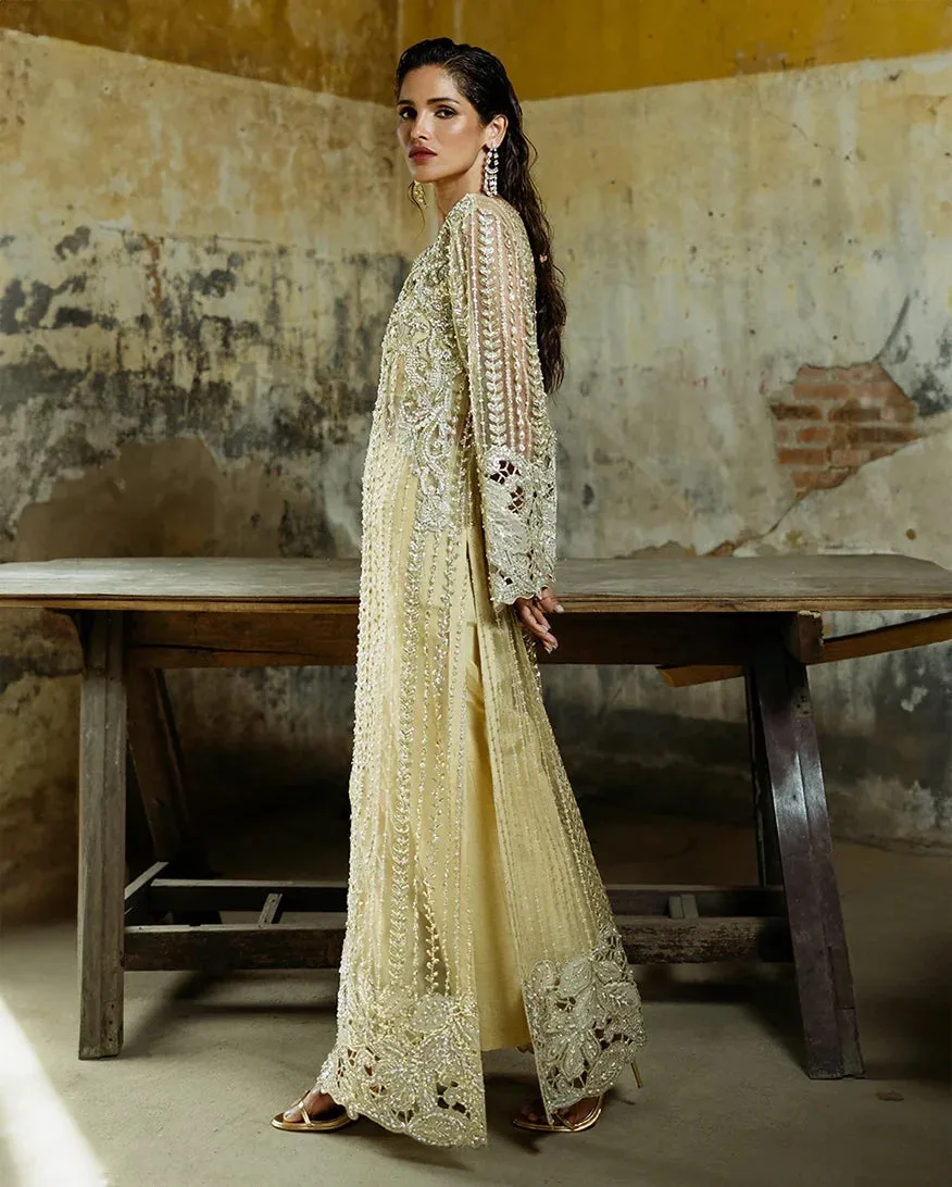 Luxury RTD formal ensemble in silk and net with subtle detailing – view 2 – Poshaq