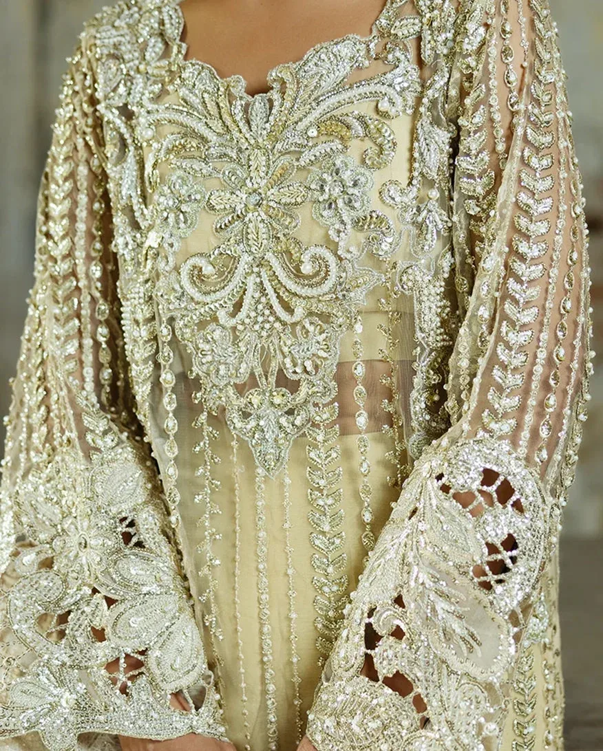 Luxury RTD formal ensemble in silk and net with subtle detailing – view 4 – Poshaq