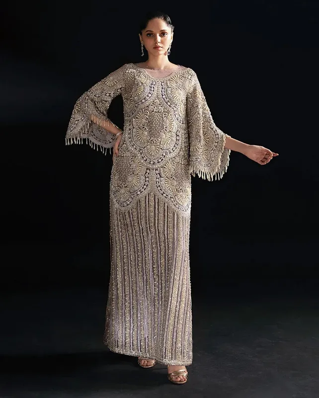 Lilac net dress with delicate net fabric – view 1 – Poshaq