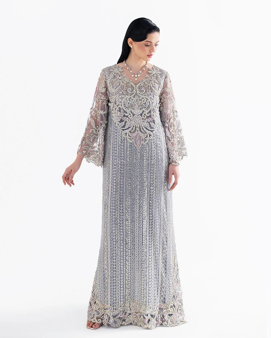Valerian formal set in silk and net fabrics – view 1 – Poshaq
