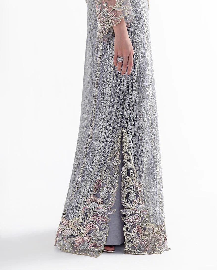 Valerian formal set in silk and net fabrics – view 5 – Poshaq