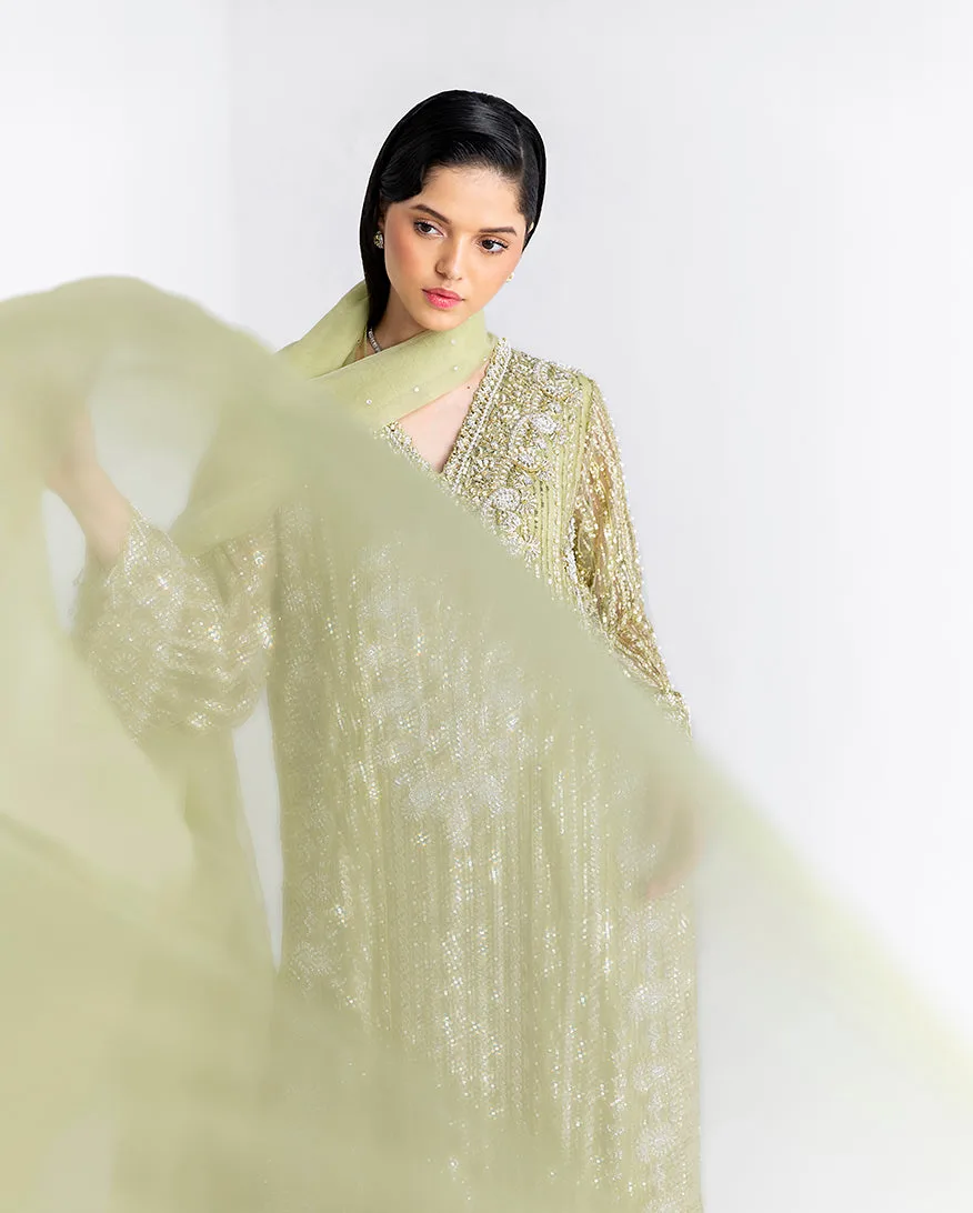 Dellaby formal dress in raw silk, organza and net – view 4 – Poshaq