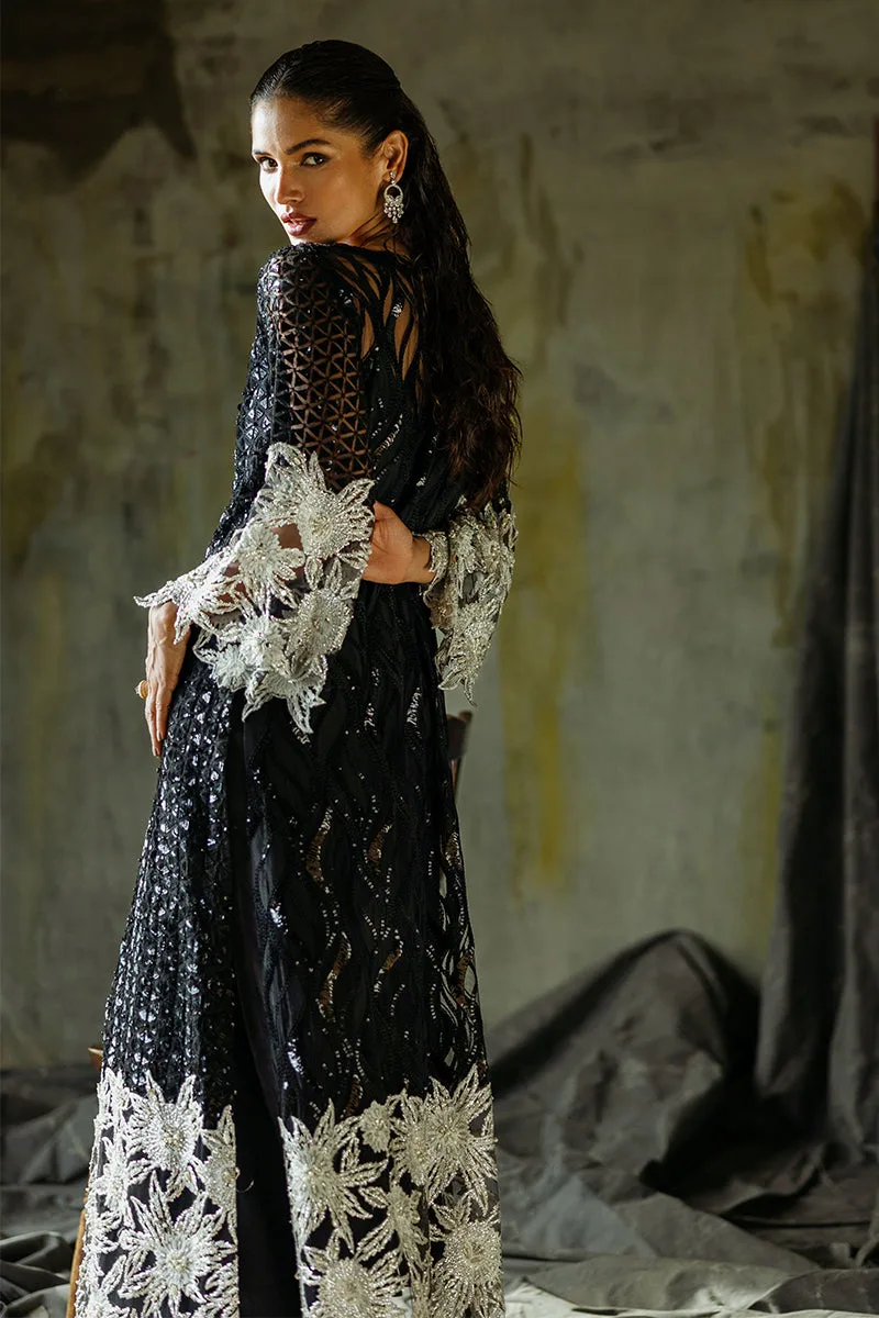 Muguet formal ensemble in raw silk, organza and net with elegant detailing – view 10 – Poshaq