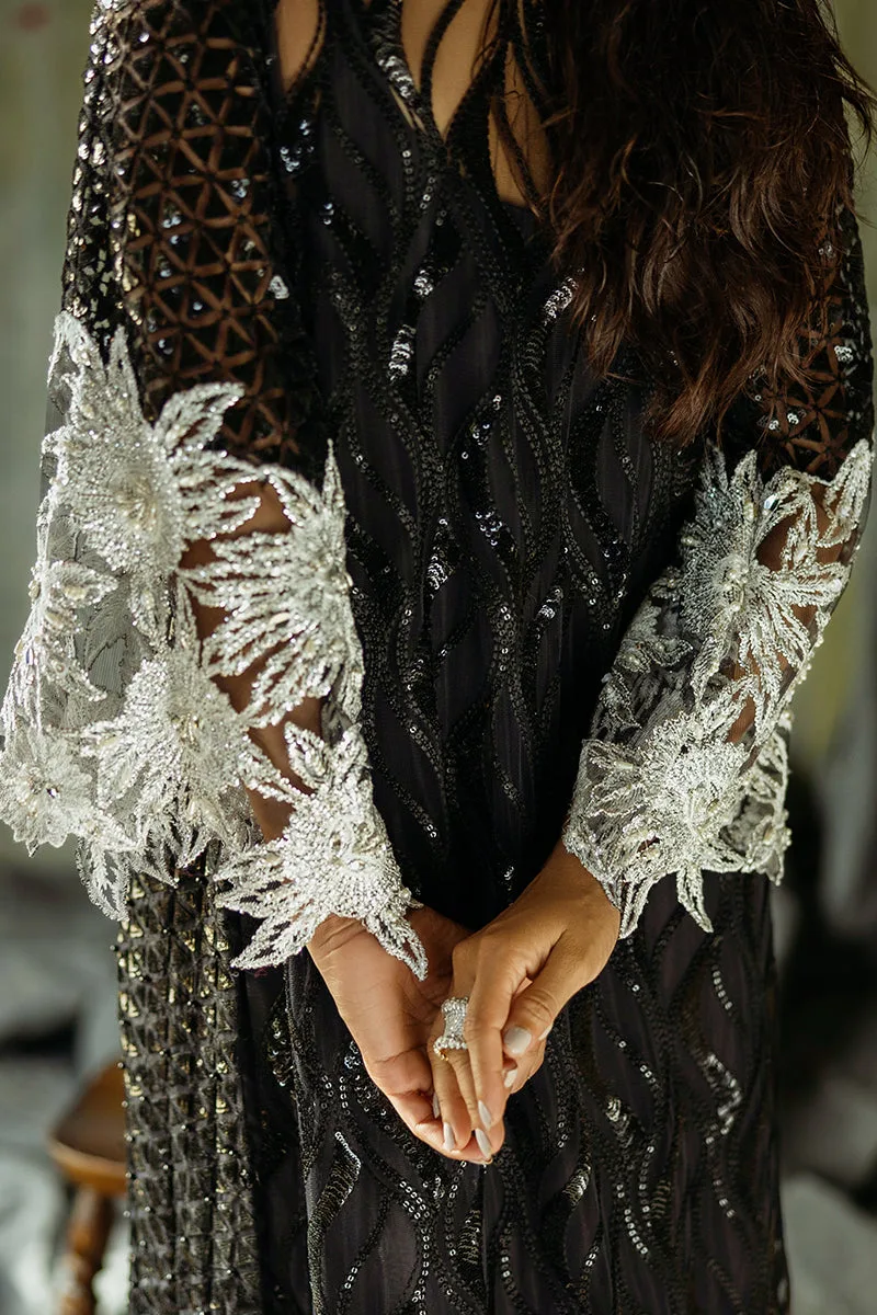 Muguet formal ensemble in raw silk, organza and net with elegant detailing – view 13 – Poshaq