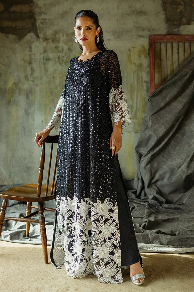 Muguet formal ensemble in raw silk, organza and net with elegant detailing – view 2 – Poshaq