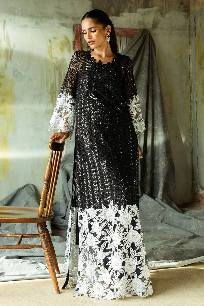 Muguet formal ensemble in raw silk, organza and net with elegant detailing – view 3 – Poshaq