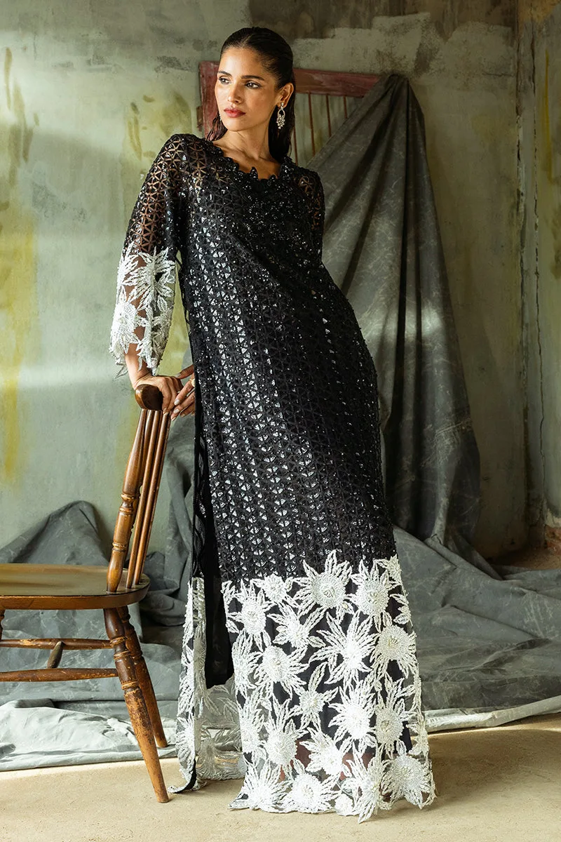 Muguet formal ensemble in raw silk, organza and net with elegant detailing – view 4 – Poshaq