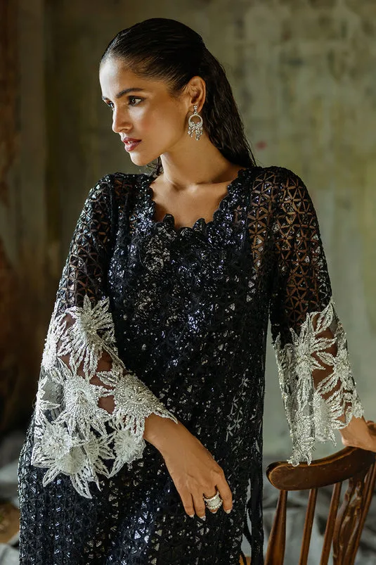 Muguet formal ensemble in raw silk, organza and net with elegant detailing – view 5 – Poshaq
