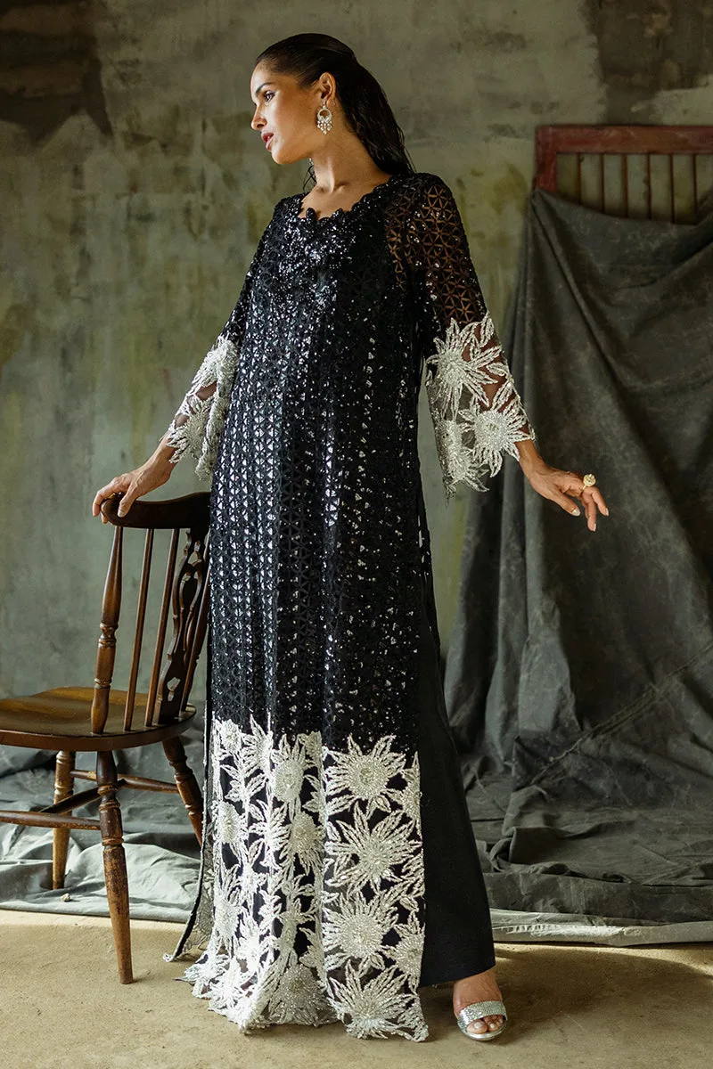 Muguet formal ensemble in raw silk, organza and net with elegant detailing – view 6 – Poshaq