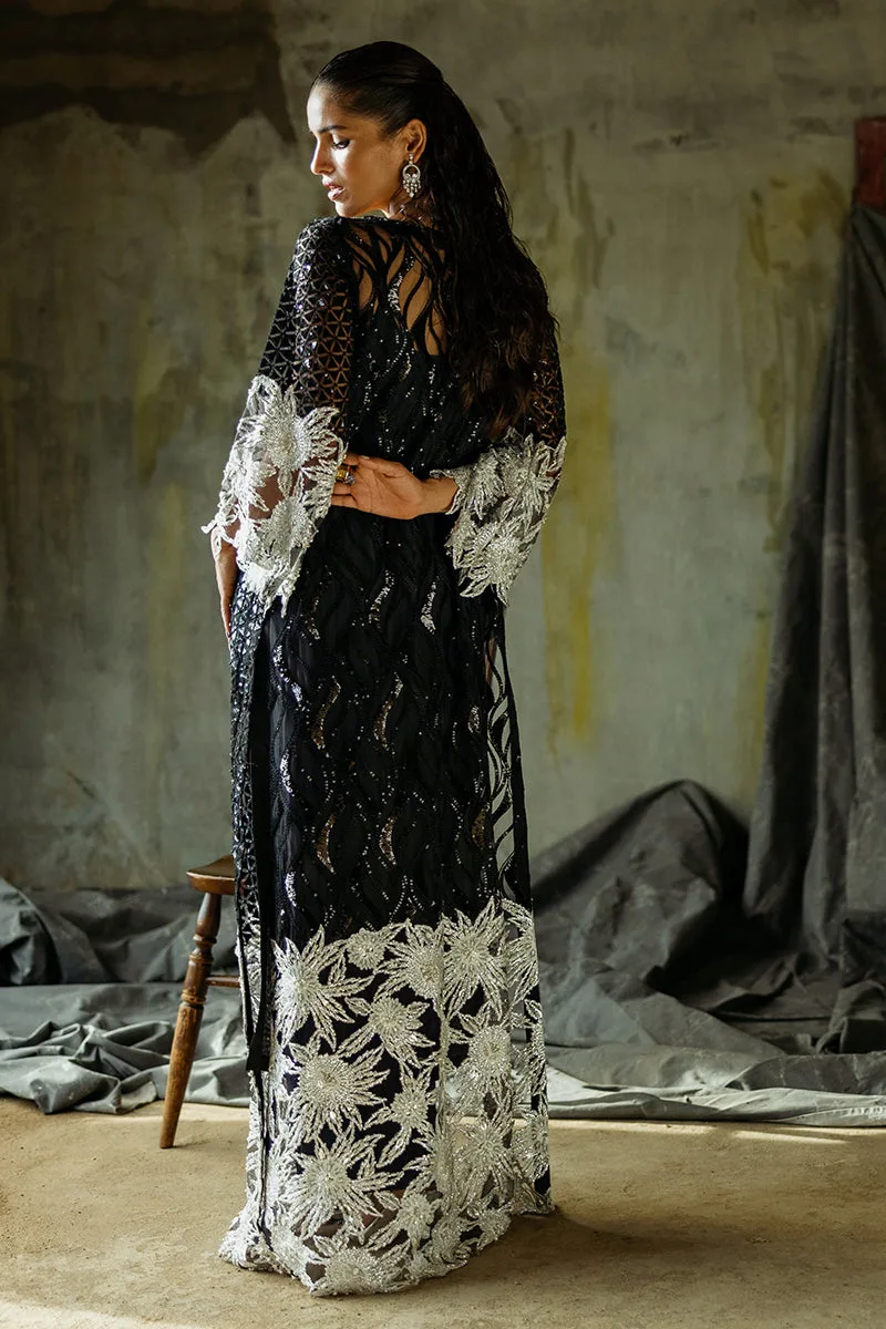 Muguet formal ensemble in raw silk, organza and net with elegant detailing – view 8 – Poshaq