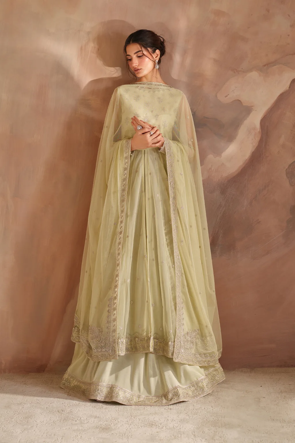 Iznik CC-73 Embroidered Net dress with silk lining – view 7 – Poshaq