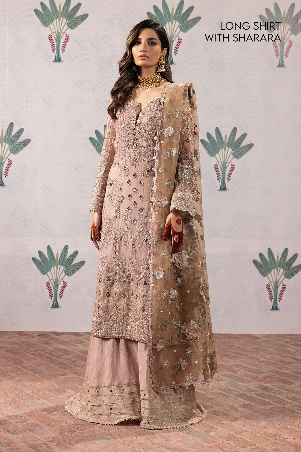Iznik ISC-04 Maala unstitched set in organza, chiffon and silk – view 1 – Poshaq